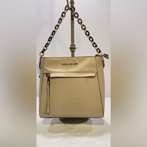 ADRIENNE VILLADINI beige vegan leather shoulder bag